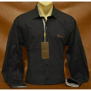 Gucci black monogram long sleeve button up Large